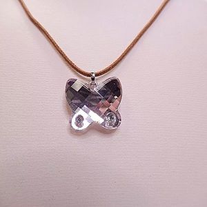 Beautiful Swarovski butterfly necklace.  Leather cord with Certificate